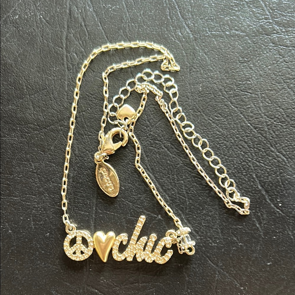 Gold and Silver Script Necklace with Dainty Chain